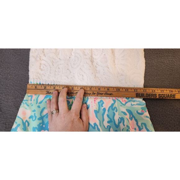 Lilly Pulitzer Sharice Stretch Shift Dress Lace Coral Bay Blue Pink Sz 00 NWT - Picture 4 of 11